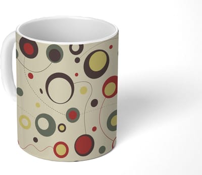 Mok - Koffiemok - Cirkel - Lijn - Design - Mokken - 350 ML - Beker - Koffiemokken - Theemok