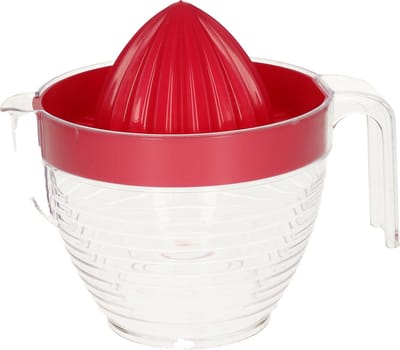 Plasticforte Sinaasappelpers/citruspers - Handmatig - kunststof - 16 x 13 cm - transparant/rood
