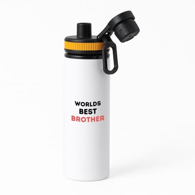Hacebo® - worlds best brother waterfles met draaidop oranje - Broer - de beste broer - verjaardagscadeau - verjaardag - cadeau - cadeautje voor broer - broer artikelen - kado - geschenk - gift - water fles - 850ML