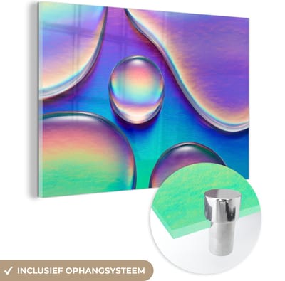 ® Glasschilderij 180x120 cm - Schilderij acrylglas - Water - Regenboog - Abstract - Foto op glas - Muurdecoratie woonkamer - Wanddecoratie slaapkamer - Schilderijen