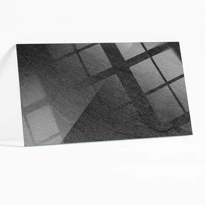 Wallfluent - Natuursteen Textuur Glasplaat Tafel - 100 x 50 cm - Zwart Veiligheidsglas - Rechthoekig Tafelblad Glas - Glazen Tafelblad - Glazen Tafelblad voor de Woonkamer