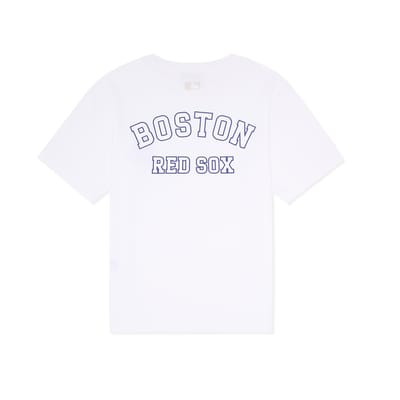 T-shirt Court à Manches Courtes Col Rond Ample Style Collège Décontracté Logo Imprimé Lettres Rétro MLB Boston Red Sox T-shirt Unisexe Blanc 3ATSV0533-43WHS M gray