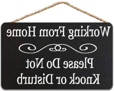 Houten Deurhanger - Woondecoratie Bord - Thuiswerken Aangeven - Rustiek Ontwerp - 13x25 cm - Niet gespecificeerd