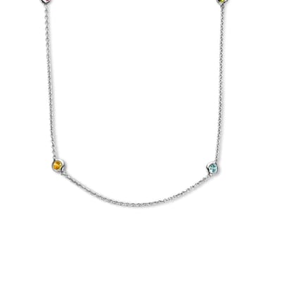 zilver gerhodineerd collier meerdere kleuren zirkonia 40 + 4 cm 1335372