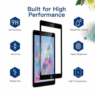 Ntech Screenprotector Geschikt voor Apple iPad 9.7 (2018-2017) Screenprotector 0.3mm HD clarity Hardness Tempered Glass - Zwart