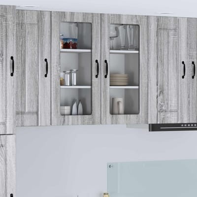 vidaXL - Wandglas - Kasten - LUCCA - Grijs - sonoma - 40 - x - 31 - x - 80 - cm - Bewerkt - hout