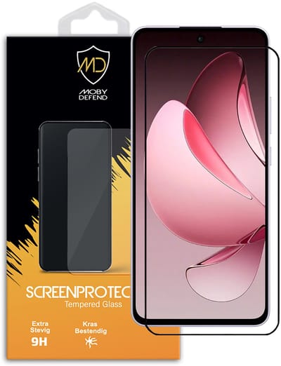 MobyDefend Screenprotector - Geschikt voor Oppo Reno13 Pro - Screensaver Met Zwarte Randen - Gehard Glas