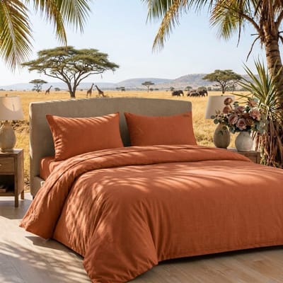 Home Essential Collection Beddengoedset voor tweepersoonsbed 220 x 230 cm, hoeslaken 160 x 200 + 35 cm en 2 kussenslopen 50 x 80 cm, elegante beddengoedset van zachte microvezel (terracotta)