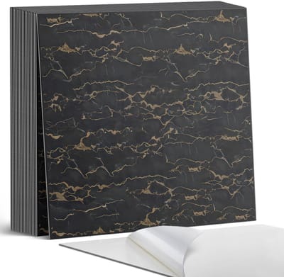 Coloray Plaktegels - Elegant marmerpatroon Zelfklevende Tegels - 20 cm x 20 cm - Zwart Plaktegels - 20 stuks - Vierkant PVC Tegels - Plaktegels Badkamer - Plaktegels Vloer - Vinyl Tegels - Wandtegel Zelfklevend