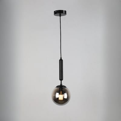 Hanglamp met 1 lichtpunt, smoke kleur glas en ronde plaat