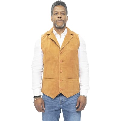 Heren klassiek glad geit suède leren vest-Exeter