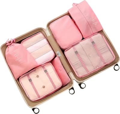Nivard Koffer Organizer Set - Packing Cubes - Compressie - Travel - Compression - Set - Roze