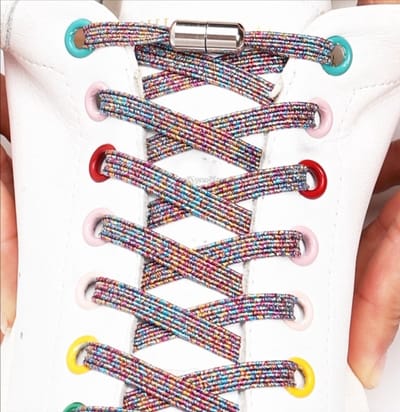 *** 1 paar Elastische gekleurde veters Draaisluiting - Elastische Glitter Veters - Eenvoudig strikken - Plat - van Heble® ***