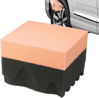 Tire Shine Applicator, Foam Pad, 9,74 x 1,35 x 2,56 cm Wave Design Borstel, Ergonomisch handvat, Herbruikbaar Absorberend Wax Tool, Perfect voor Auto Paint Care, Wielcoating, Auto Detailing