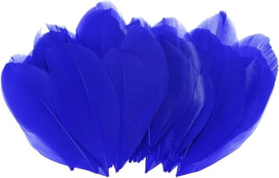 50 Stuks Saffierblauwe Natuurlijke Ganzenveren voor Knutselen, Dromenvangers en Tafelstukjes - Pluizige Decoratieve Veren voor Doe-Het-Zelf Ambachten