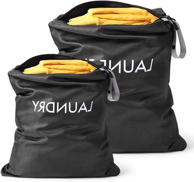 Vouwbare Waterdichte Waszakken voor Vuile Kleding - Set van 2, Met Rits, Ideaal voor Sport en Reis, Geschikt voor Bikinis en Lingerie - Zwart
