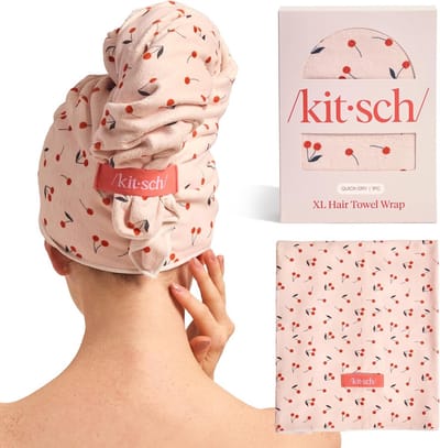 Microvezel Haarhanddoek - Haarwikkel Sneldrogend - Haar Drogen - Ultra Absorberend Ontwerp - 40 x 24 Inch - Roze Kersenprint