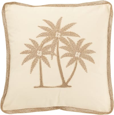 J-Line kussen Vierkant Palmbomen - katoen - creme/beige
