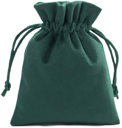 Dailygoods- Flockzakjes 5 Stuks - Geschenkpakket - Sieradenzakjes - Snoepzak - Opbergzak - 15 x 20 cm - Donkergroen - Geschenkzak