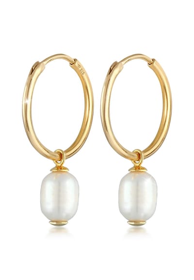 Elli PREMIUM Dames Oorbellen Dames Oorringen  Barok Klassiek met Zoetwaterparel in 925 Sterling Zilver Verguld