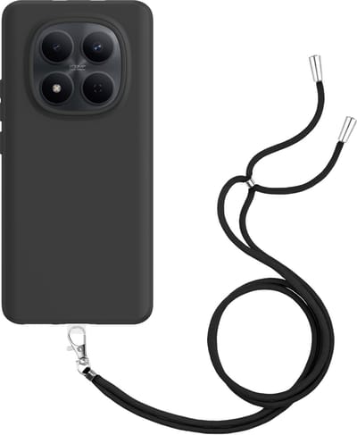 Just in Case hoesje met koord geschikt voor Xiaomi Redmi Note 15 (4G/5G) Hoesje met Koord - Flexibele Case - Zwart