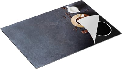 Chefcare Inductie Beschermer Kopje Koffie met een Croissant - 75x50 cm - Afdekplaat Inductie - Kookplaat Beschermer - Inductie Mat