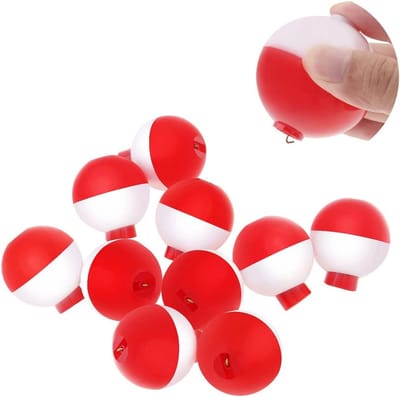 10 Stuks 18mm Vissers Snap-on Floats Bobbers Set, Ronde Drijvers voor Zeevisserij, Hard ABS in Rood en Wit