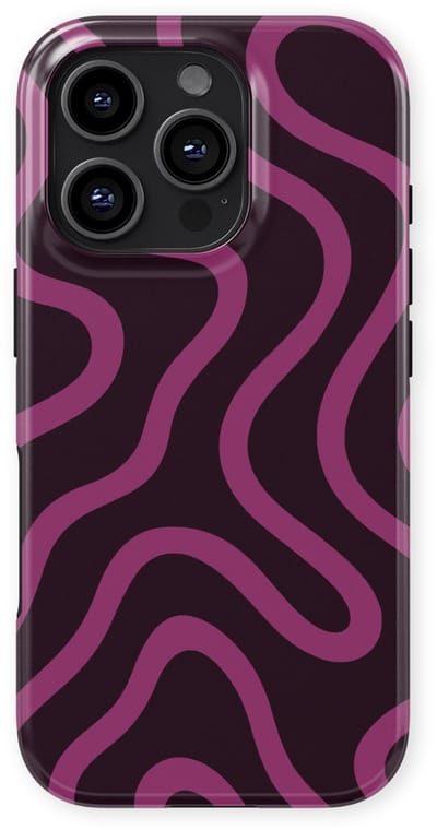 DripCase Curvy Lines Hoesje geschikt voor iPhone 16 Pro | Backcover met Mag | Design Tough Case geschikt voor iPhone 16 Pro Velvet Mood