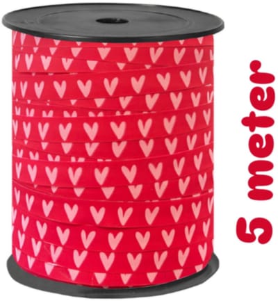 5m Sierlint fuchsia met roze hartjes - niet op spoel geleverd