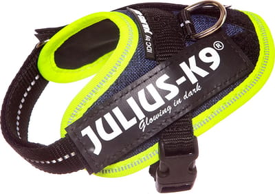 Julius-K9 IDC®Powertuig, 3XS - Baby1, denim met neon rand