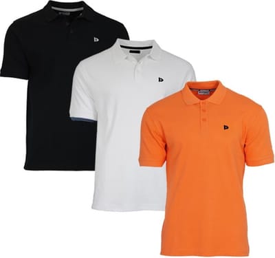 3-Pack Donnay - Polo (Noah) - Sportpolo - Heren - Black/White/Apricot orange (560) - maat M