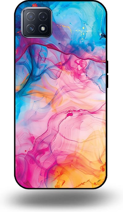 Smartphonica Telefoonhoesje Geschikt voor OPPO A53 5G / A72 5G / A73 5G met Regenboog Acryl Marmer Opdruk - TPU Backcover Case Rainbow Acrylic Marble Design geschikt voor Oppo A53 5G;Oppo A72 5G;Oppo A73 5G