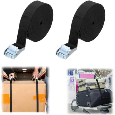 2 spanbanden - lading bevestigingsriemen - bagageafhandeling banden - Verstelbare spanbanden - Gesp riemen - Voor motorfietsen, bagagedragers, goederen, fietsen (40*2,5 cm - Zwart)