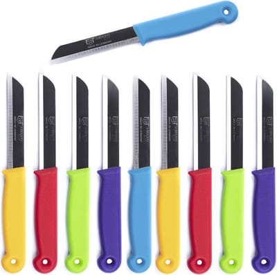 Solingen Schilmesje – RVS Glad – 18,5 cm met Blade Cover – Mix – 10 stuks