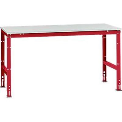 Manuflex werktafel UNIVERSAL Standaard, 1750 x 1000 mm, melamine lichtgrijs, robijnrood