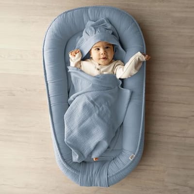 Babynestje 100% mousseline katoen - Premium knuffelnest voor baby's (100 x 60 cm)