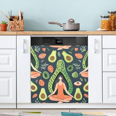 Avocado Yoga Magnetische Vaatwasser Covers Vaatwasser Voorpaneel Covers Magnetische Decor 53 x 66 Inch