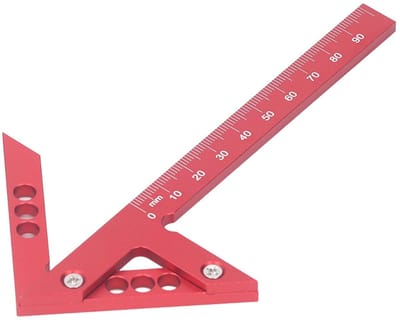 Dailygoods- Hoekschrijfmeter Aluminium - 45 Graden/Middenlijn - Markeringsgereedschap - Nauwkeurige Meting - 100mm Bereik - Ideaal voor Houtbewerking - Markeergereedschap