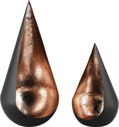 Dekoratief | Set 2 theelichthouders, brons/zwart, metaal, 10x10x20cm | A248240
