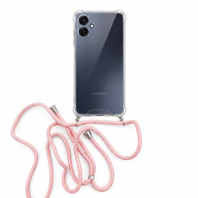 Geschikt voor Samsung Galaxy A06 Hoesje met Koord - Transparant - Verstelbaar Nekkoord - Schokbestendig - Rosegoud