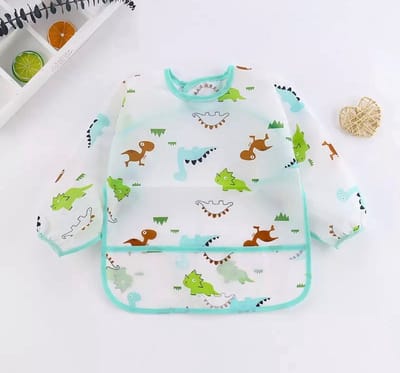 Akyol - kliederschort - schort baby - kliederschort voor baby's - kliederen - baby - kinderen - knutselschort - knutselen - dinosaurus - babyschort - dino kliederschort - Waterdicht