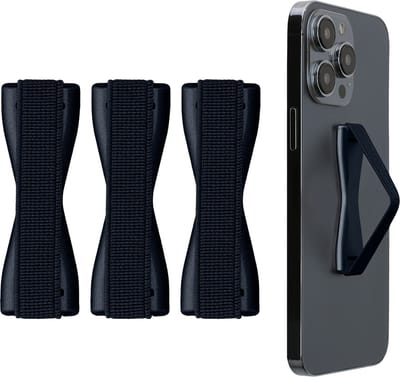 kwmobile vingerhouder voor smartphone - Vingergreep voor telefoon - Zelfklevende finger holder - Set van 3 - In metallic zodiac blue