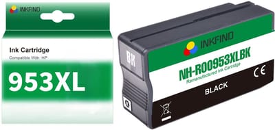 INKFIND 953XL Zwart Inktcartridge compatibel met HP953 HP953XL HP 953 HP 953XL L0S70AE voor HP OfficeJet Pro 8740, 8719, 8720, 8710, 8715, 8725, 7740, 8218, 8718, 8210, 8716 8730 8728 Hoge Capaciteit - 1-pack Zwart