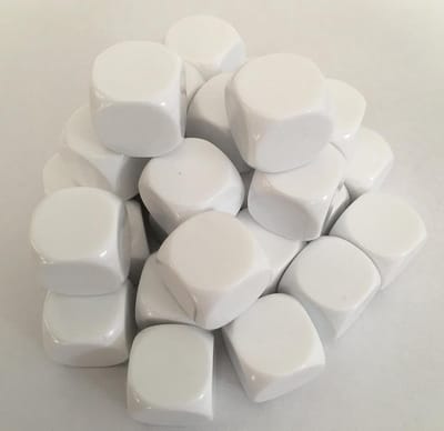 Witte Dobbelstenen - Speldobbelstenen Set - Bordspellen Spelen - Blanco Hexaëder - 16 millimeter - Wit