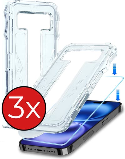 Screenprotector - 3 Stuks - Geschikt voor Apple iPhone 16 - Met Installatie Kit - Beschermglas - Gehard Glas - Tempered Glass - Screen Protector