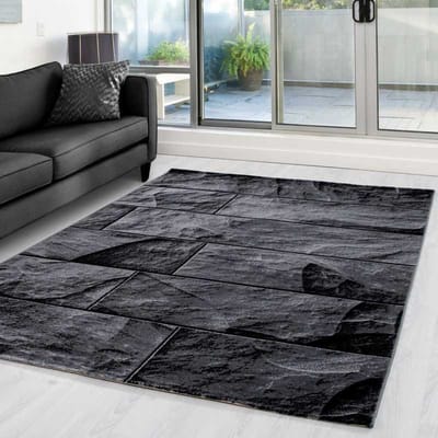 Modern design vloerkleed met steenmotief PARMA 9250 Zwart 80x150 cm