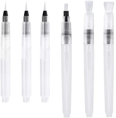 Dailygoods- Aquarelpenseel 6-delige set - Watertankkwast - Kalligrafie - Schilderen - Hoogwaardige materialen - 190 mm lengte - Waterverfkwasten