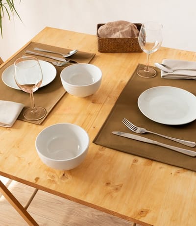 2x Monaco Placemat Mocha - lederlook - Mokka - rechthoek - 45x30cm - Kunstleder