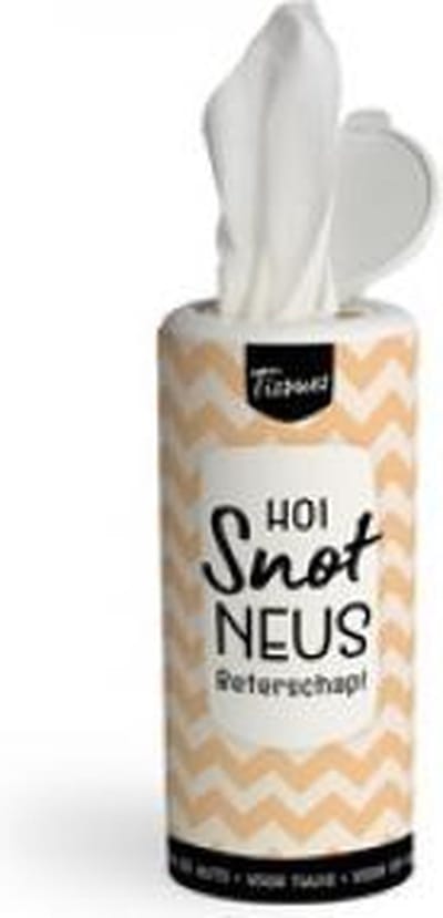 Tissue Dispenser - Hoi snotneus Beterschap! - In cadeauverpakking met gekleurd lint