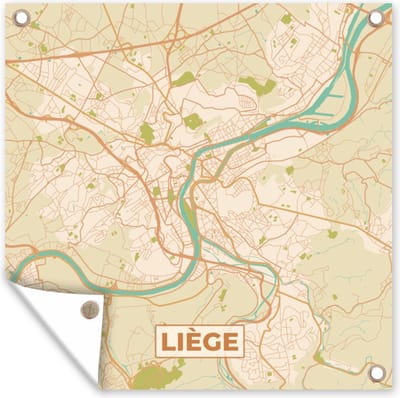 Tuin poster Kaart - België - Stadskaart - Plattegrond - Liège - 200x200 cm - Tuindoek